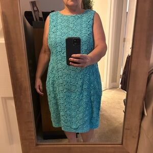 Talbots Sleeveless Lace Dress - Blue